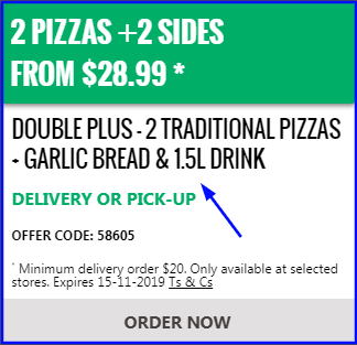 Offers and coupon for Domino's 2